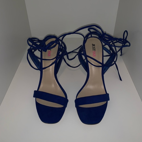 3/$10 Strappy Blue JustFab Heels - Picture 2 of 3